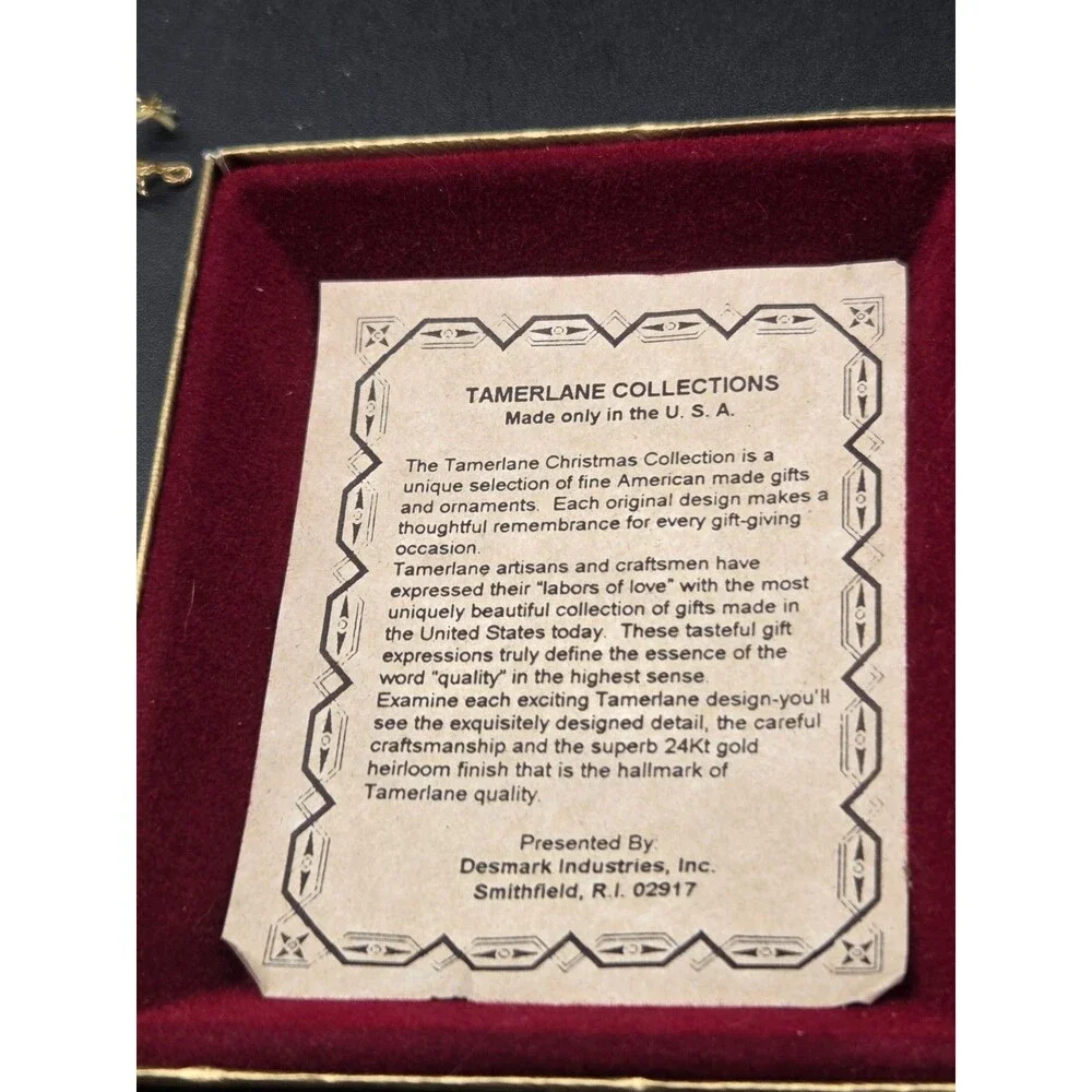 Tamerlane Collection Christmas Ornament 24kt Gold Finish With Box 2.5 inches